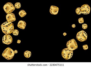 Patrón con los dados del Casino de oro. Símbolo de buena suerte. Patrón para anuncios de fiestas, eventos en Las Vegas. Ilustración vectorial para impresión, textil, papel