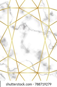 Muster mit geometrischem, goldenem Kunstelement auf Marmor-Hintergrund. Luxus-A4-Muster, Grußvorlage, Geburtstag, Valentinerkarten, Plakate mit Textstelle.
