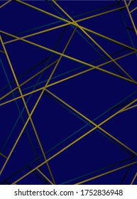 Pattern with gold geometric lines in twenties style on blue background
