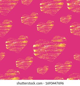 fondo rosado del corazón dorado