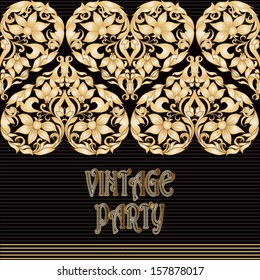  pattern with gold hearts for vintage party invitations, cards
