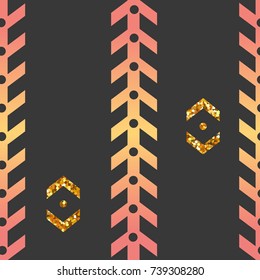 Pattern with gold and rose gradient on the grey background. Cards with gold glitter. Vector design. Glitter background
