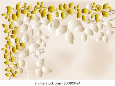 Pattern of gold roses and leaves on a pastel base. EPS10 vector illustration.