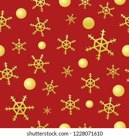 pattern of gold snowflakes on red background