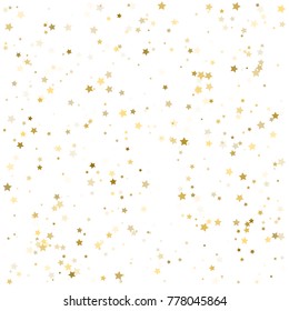 Pattern with gold stars confetti. Vector illustration