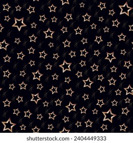 Pattern of gold stars and gold grilles. Vector seamless background.