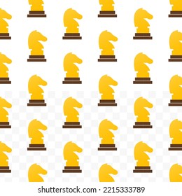 Pattern Of Golden Chess On Transparent Background (PNG) With Mini Doodle (icons). Vector Illustration