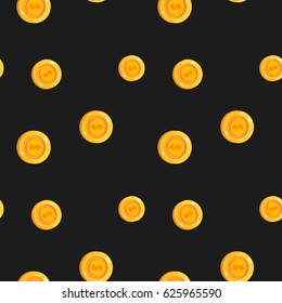 pattern of Golden coins on black background