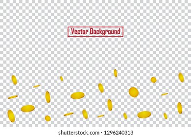 Pattern with golden coins on transparent background. EPS10
