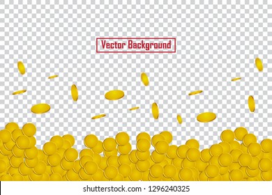 Pattern with golden coins on transparent background. EPS10