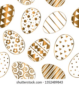 pattern with Golden easter eggs