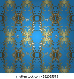 Pattern golden elements. Gold template. Floral classic texture. Royal retro background. Design vintage for card, wallpaper, wrapping, textile. Vector.