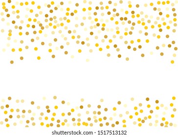 Pattern with Golden glitter, confetti. Gold polka dots, circles, round. Bright festive, festival Background for party invites, wedding, cards, phone Wallpapers. Vector illustration