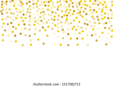Pattern with Golden glitter, confetti. Gold polka dots, circles, round. Bright festive, festival Background for party invites, wedding, cards, phone Wallpapers. Vector illustration