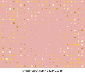 Pattern with golden glitter, confetti on pink background. Vector illustration