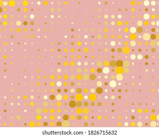 Pattern with golden glitter, confetti on pink background. Vector illustration