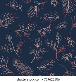 pattern of golden leaves on a blue background