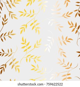 pattern of golden leaves on a white background