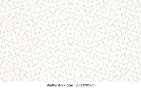 Motif de lignes dorées et de polygones sur fond blanc. Image vectorielle Texture abstraite géométrique et élégante pour la création de bijoux. Motif linéaire harmonieux pour tissu, textile et emballage.