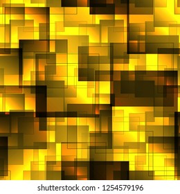 Pattern of golden tiles and squares with shadow and volume. For holiday paper and fabric.