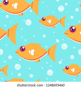 pattern with goldfish. fish in the water. bubbled water. vector illustration EPS10