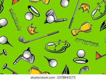 Patrón con objetos de golf. Ilustración de club deportivo.