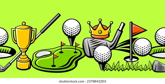 Pattern with golf items. Sport club illustration.