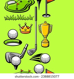 Pattern with golf items. Sport club illustration.