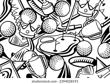 Pattern with golf items. Sport club illustration.