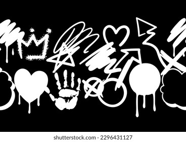 Pattern with graffiti symbols. Cartoon abstract grunge creative image.