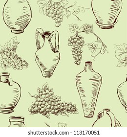 pattern with a grape and jugs