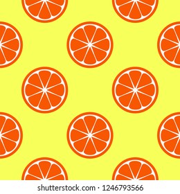 Pattern with grapefruit slices on yellow background.