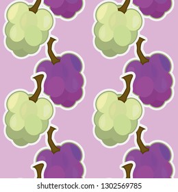 Pattern of grapes black and white. Simple grape pattern of two varieties, light and dark for a sweet treat wrap. Vector, esp10.