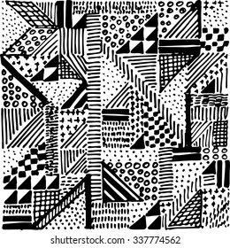 The pattern graphic background doodle, triangles, dots, peas, trendy pattern