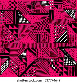 The pattern graphic background doodle, triangles, dots, peas, trendy pattern