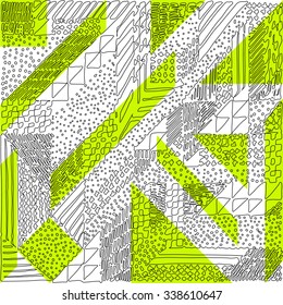 The pattern graphic background doodle, triangles, dots, peas, trendy pattern