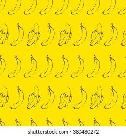 The pattern with graphic banana on a yellow background