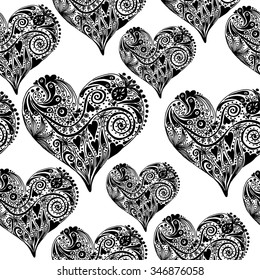 Pattern With Graphic Decorative Hearts