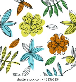  pattern with graphic doodle floral design element