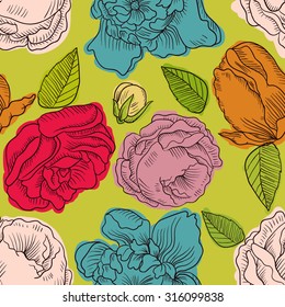 pattern graphic flowers, in color