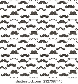 Un patrón de iconos gráficos con manchas de bigote hipster. Una gran colección de bigotes con manchas de diferentes formas. La textura de un conjunto de bigotes repetitivos para la impresión en textiles y papel