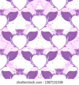 Pattern graphic illustration Beautiful holy heart with mystic and occult symbols. Esoteric boho style. Vector