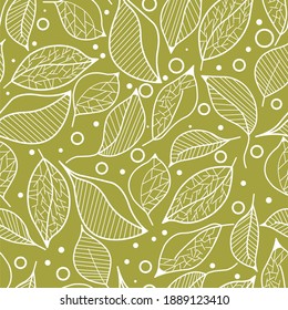 
pattern of graphic leaves on a green background