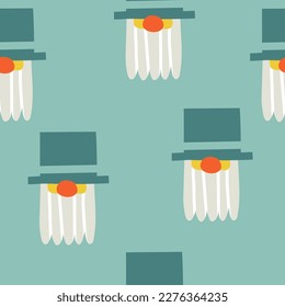 pattern with graphic leprechaun in flat style. vector illustration