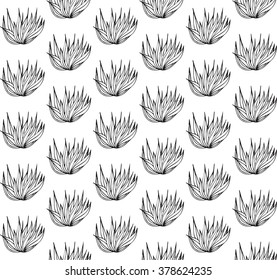 Pattern graphic plant herb seamless black white background