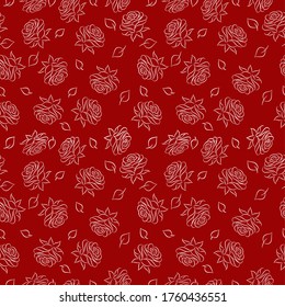 Patrón de línea de rosa gráfica sobre el fondo rojo para el fondo, papel pintado, textil, negocio de impresión de papel. Diseño de vectores. 