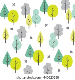 Pattern with graphic trees, for design, textile, cards