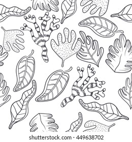 Pattern graphical tropical leaves. Exotic illustration,summer 