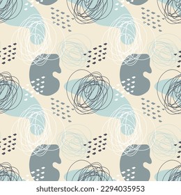 Pattern gray abstract boho style, doodle drawn. Vector illustration