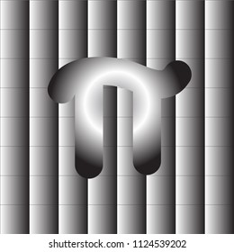 A pattern of gray iridescent squares with a figure